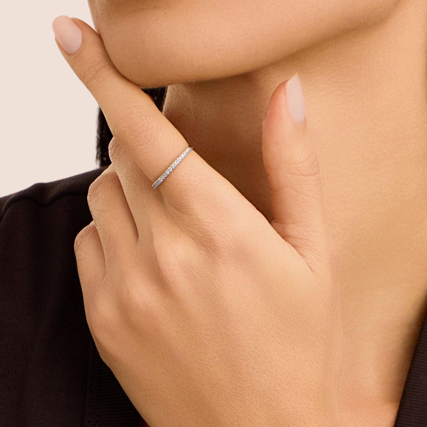 Anillo semi-eternity Silver Elegance de plata rodiada con circonitas