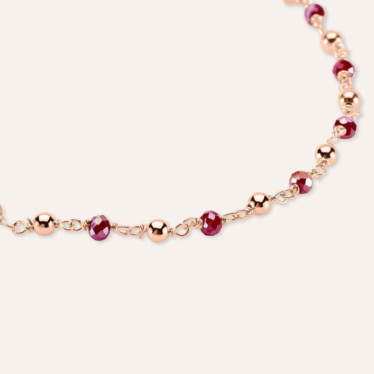 Pulsera Valerie en plata rosa con cristal