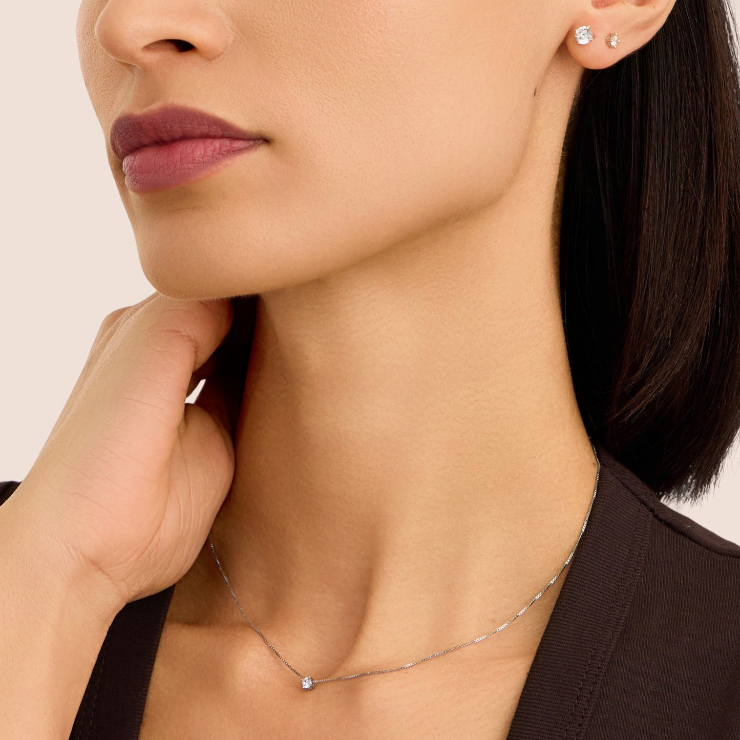 Collar Punto Silver Elegance de plata rodiada con circonitas