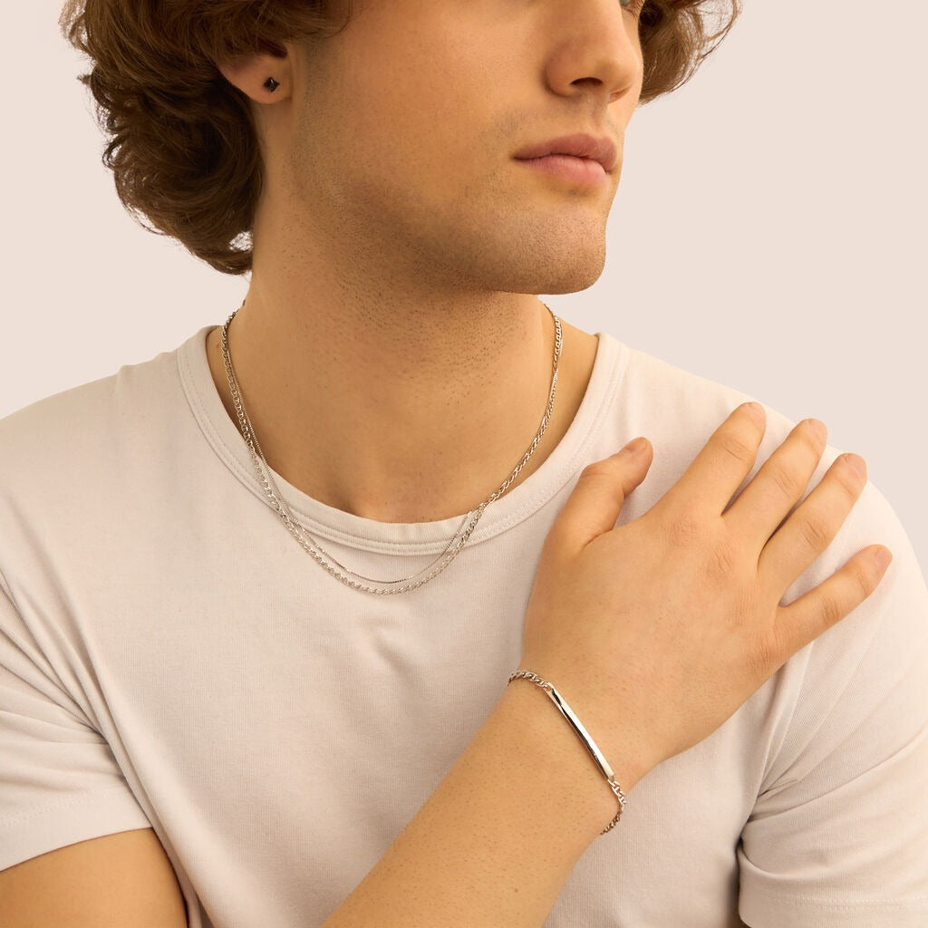 Pulsera con placa «Gentleman» en plata rodiada