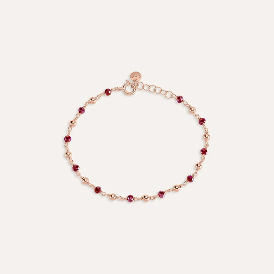 Pulsera Valerie en plata rosa con cristal