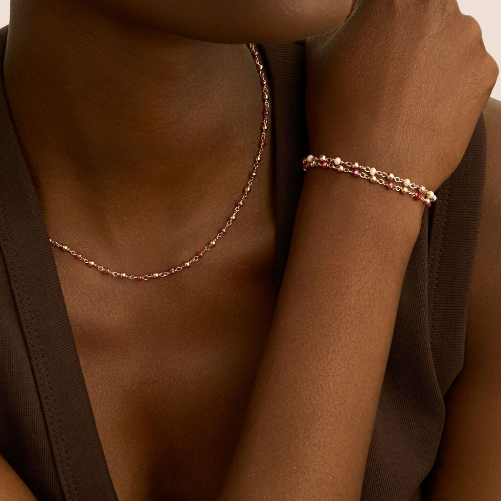 Pulsera Valerie en plata rosa con cristal