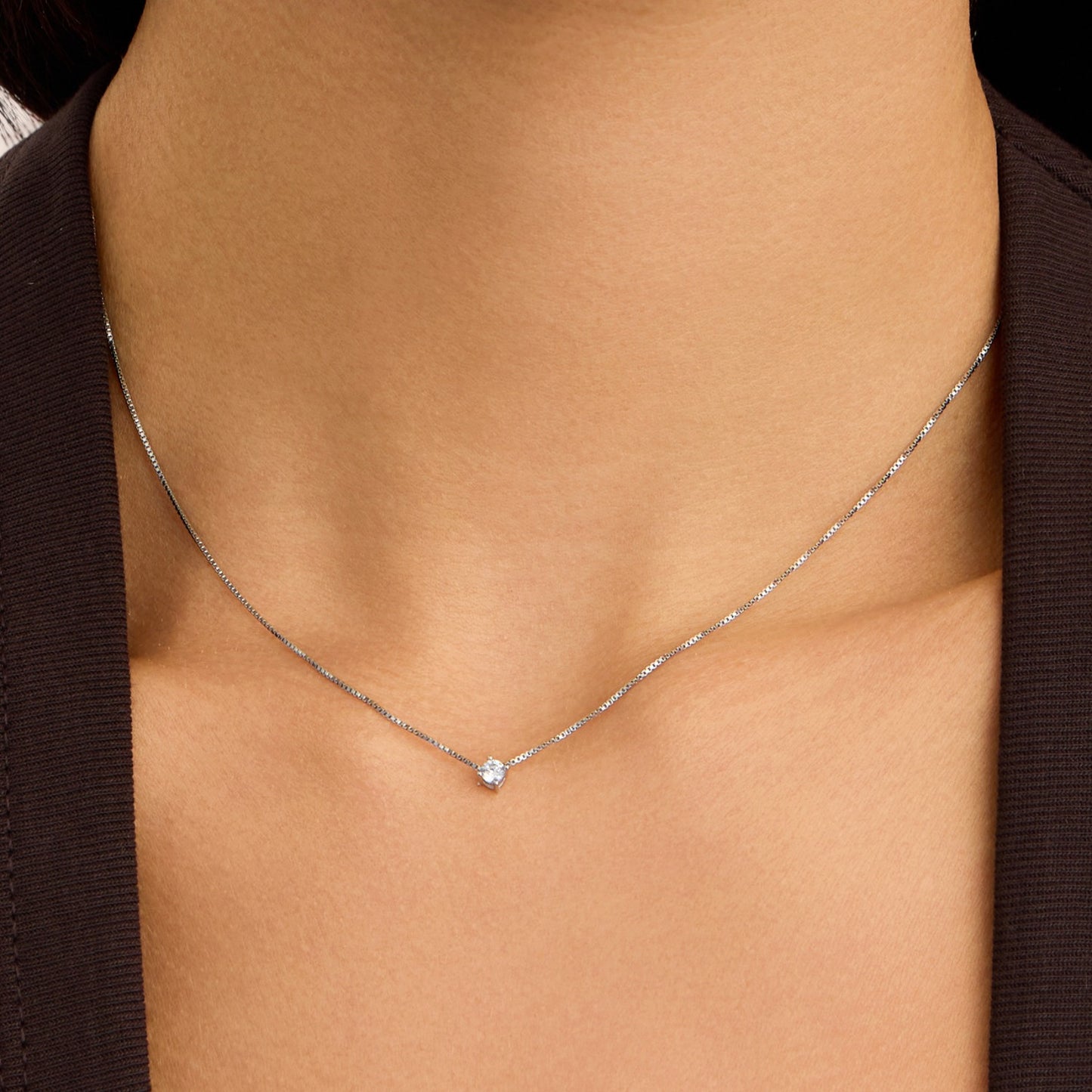 Collar Punto Silver Elegance de plata rodiada con circonitas