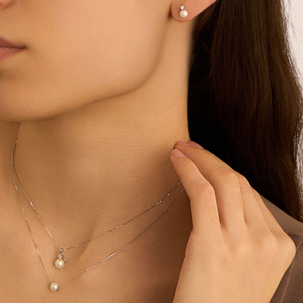 Collar Noa de oro blanco con detalles marinos