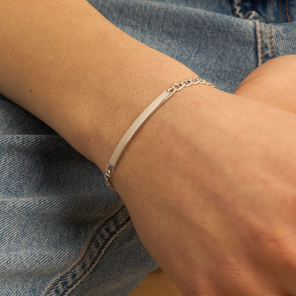 Pulsera con placa «Gentleman» en plata rodiada
